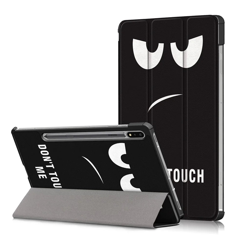 Pattern Printing Tri-fold Stand Leather Smart Case for Samsung Galaxy Tab S7 T870 T875 / Tab S8 - Do not Touch Me - 1
