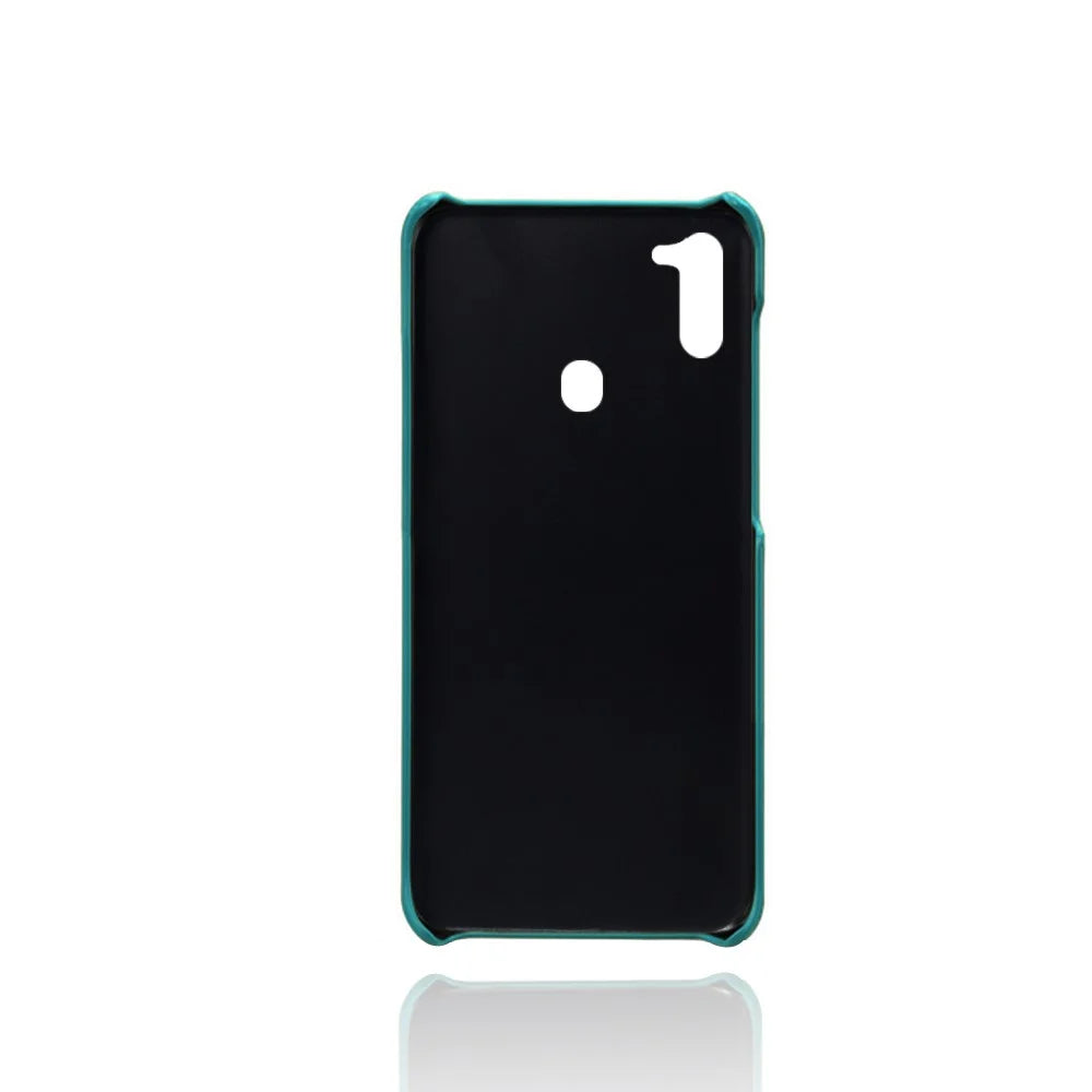 Double Card Slots PU Leather Coated PC Stylish Case for Samsung Galaxy M11 - Green - 3
