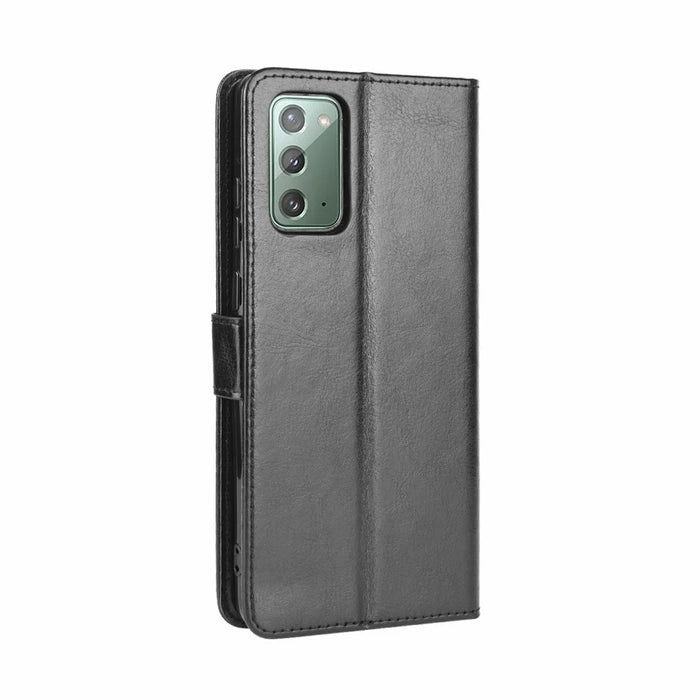 Crazy Horse Wallet Stand Leather Phone Shell for Samsung Galaxy Note20/Note20 5G - Black - 7