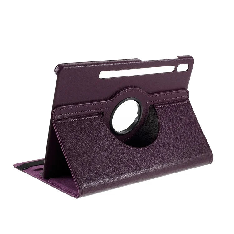 Litchi Texture Leather Case with Rotating Stand Cover for Samsung Galaxy Tab S10 Lite / S10 FE / S9 FE / S9 / S8 / S7 SM-T870 T875 - Purple - 6