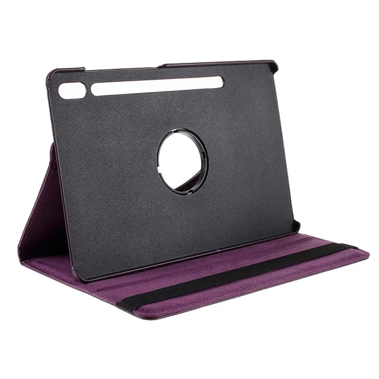 Litchi Texture Leather Case with Rotating Stand Cover for Samsung Galaxy Tab S10 Lite / S10 FE / S9 FE / S9 / S8 / S7 SM-T870 T875 - Purple - 7