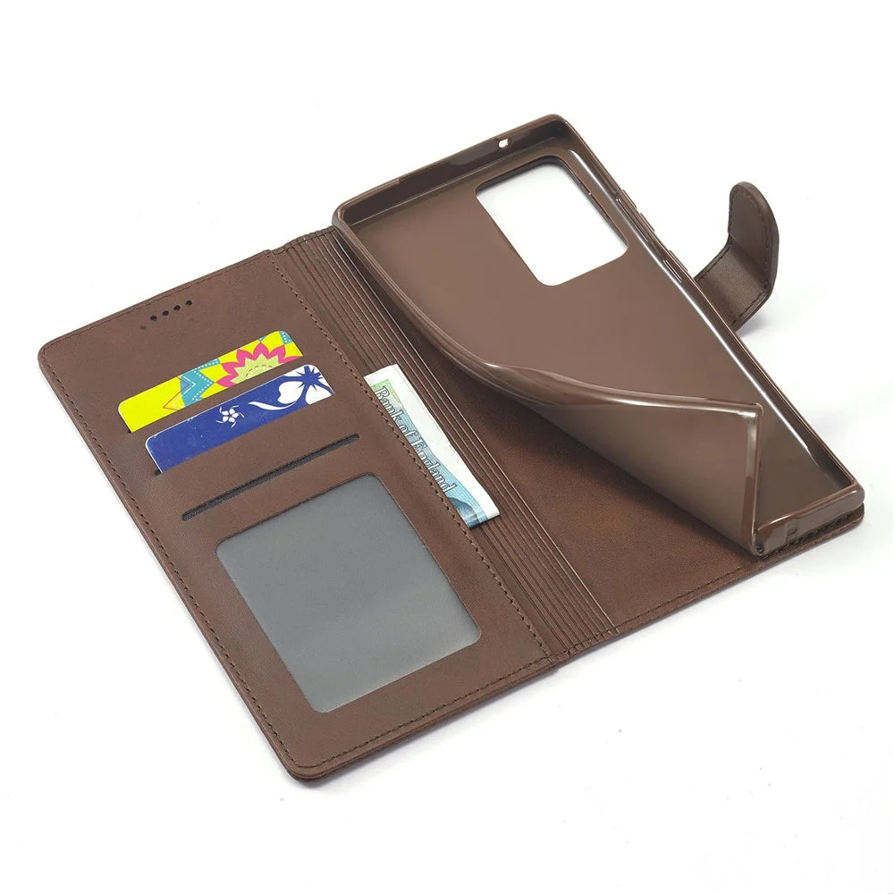 LC.IMEEKE Leather Wallet Stand Cover Phone Case for Samsung Galaxy Note20 Ultra/20 Ultra 5G - Coffee - 5