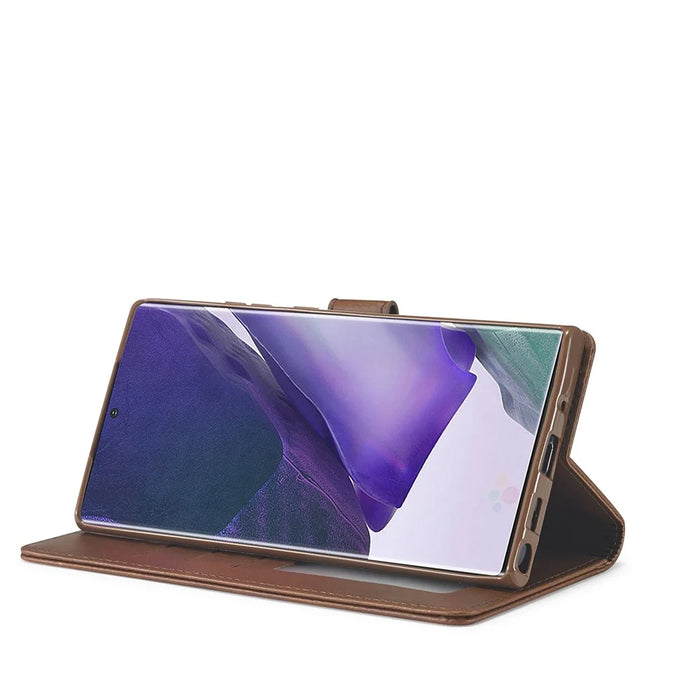 LC.IMEEKE Leather Wallet Stand Cover Cell Phone Case for Samsung Galaxy Note20/Note20 5G - Coffee - 7