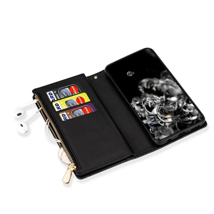 Glittery Starry Style Laser Carving Leather Unique Shell for Samsung Galaxy A31 - Black - 5