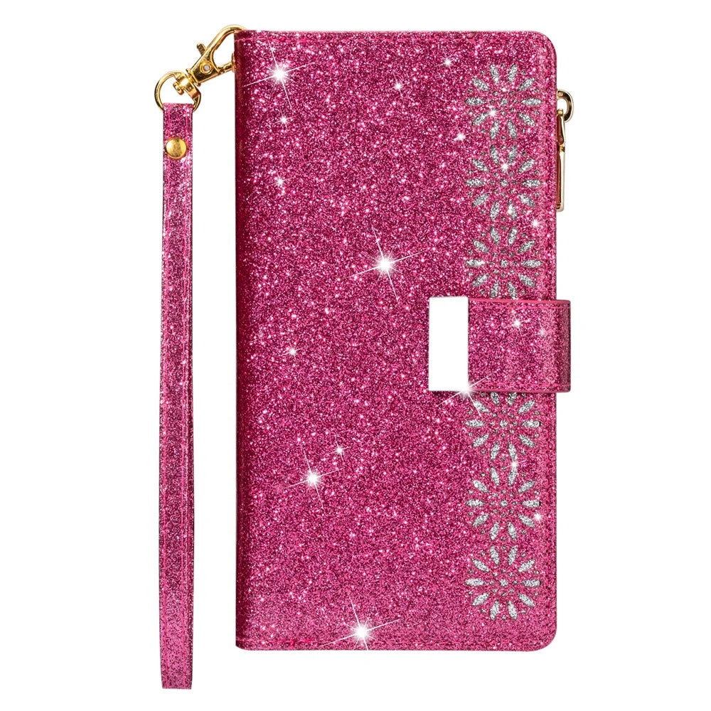 Glittery Starry Style Laser Carving Leather Shell for Samsung Galaxy Note20/Note20 5G - Rose - 7