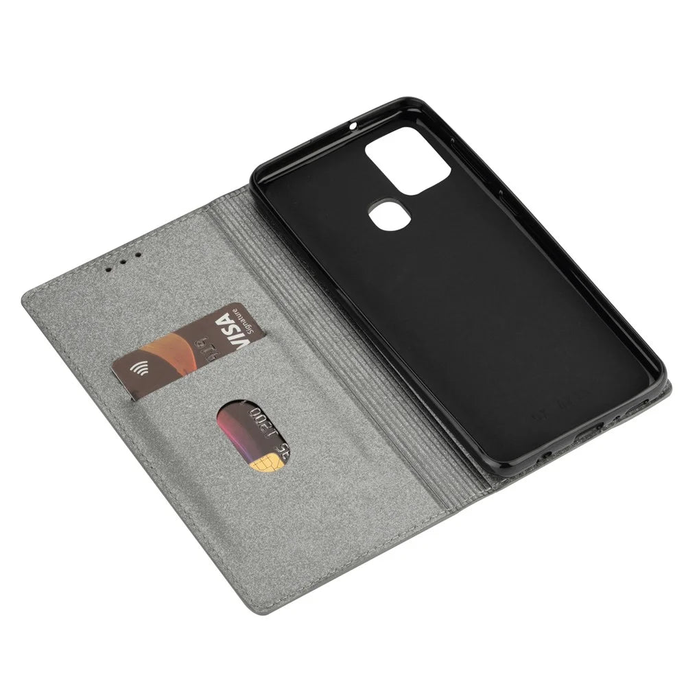 Flash Powder Stand Leather Card Holder Case for Samsung Galaxy A21s - Grey - 4