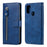 Zipper Pocket Leather Wallet Stand Case for Samsung Galaxy M21 / M30s - Blue - 1