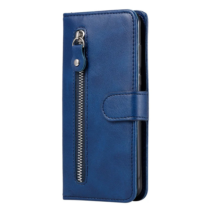 Zipper Pocket Leather Wallet Stand Case for Samsung Galaxy M21 / M30s - Blue - 2