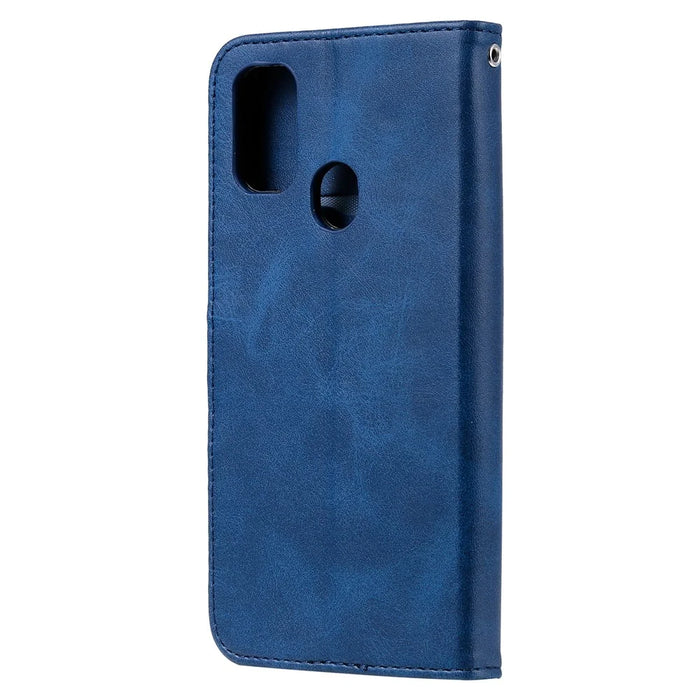 Zipper Pocket Leather Wallet Stand Case for Samsung Galaxy M21 / M30s - Blue - 3