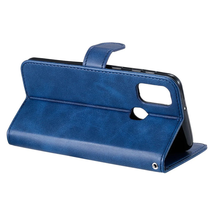 Zipper Pocket Leather Wallet Stand Case for Samsung Galaxy M21 / M30s - Blue - 6