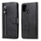 Zipper Pocket Leather Wallet Stand Case for Samsung Galaxy M31 - Black - 1