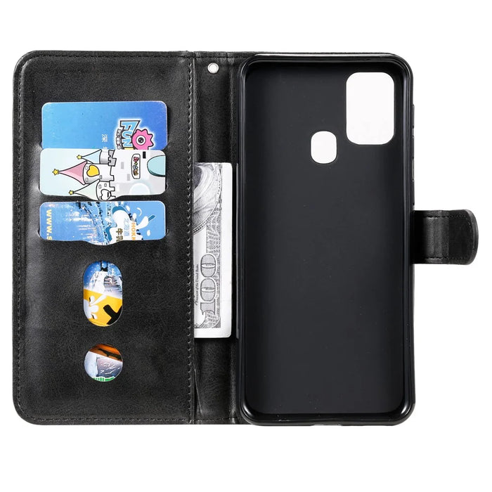 Zipper Pocket Leather Wallet Stand Case for Samsung Galaxy M31 - Black - 5