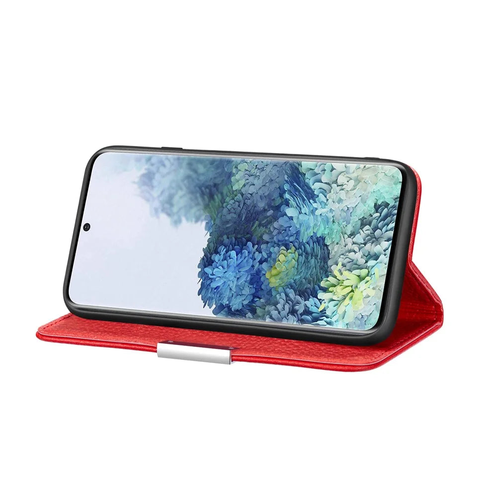 Retro Case Litchi Skin Leather Stand Cover with Card Slots for Samsung Galaxy S20 Plus/S20 Plus 5G  - Red - 4