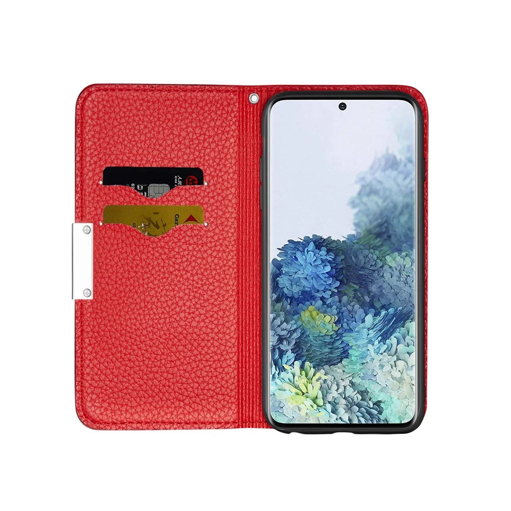 Retro Case Litchi Skin Leather Stand Cover with Card Slots for Samsung Galaxy S20 Plus/S20 Plus 5G  - Red - 6