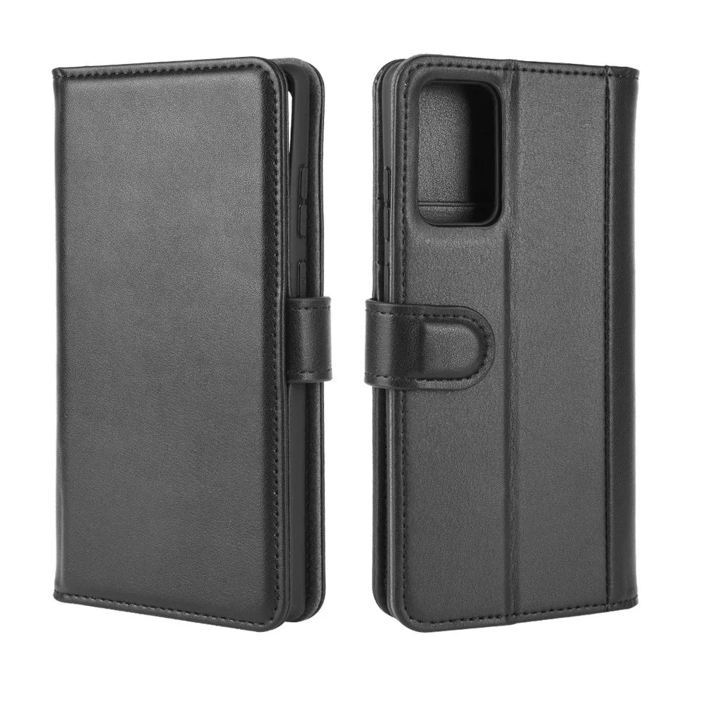 For Samsung Galaxy Note20 / Note20 5G Phone Cases Genuine Split Leather Wallet Mobile Cover Stand - Black - 2