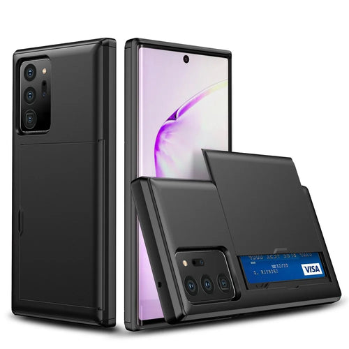 Slide Card Slot PC + TPU Hybrid Cover for Samsung Galaxy Note20 Ultra/Ultra 5G - Black - 1
