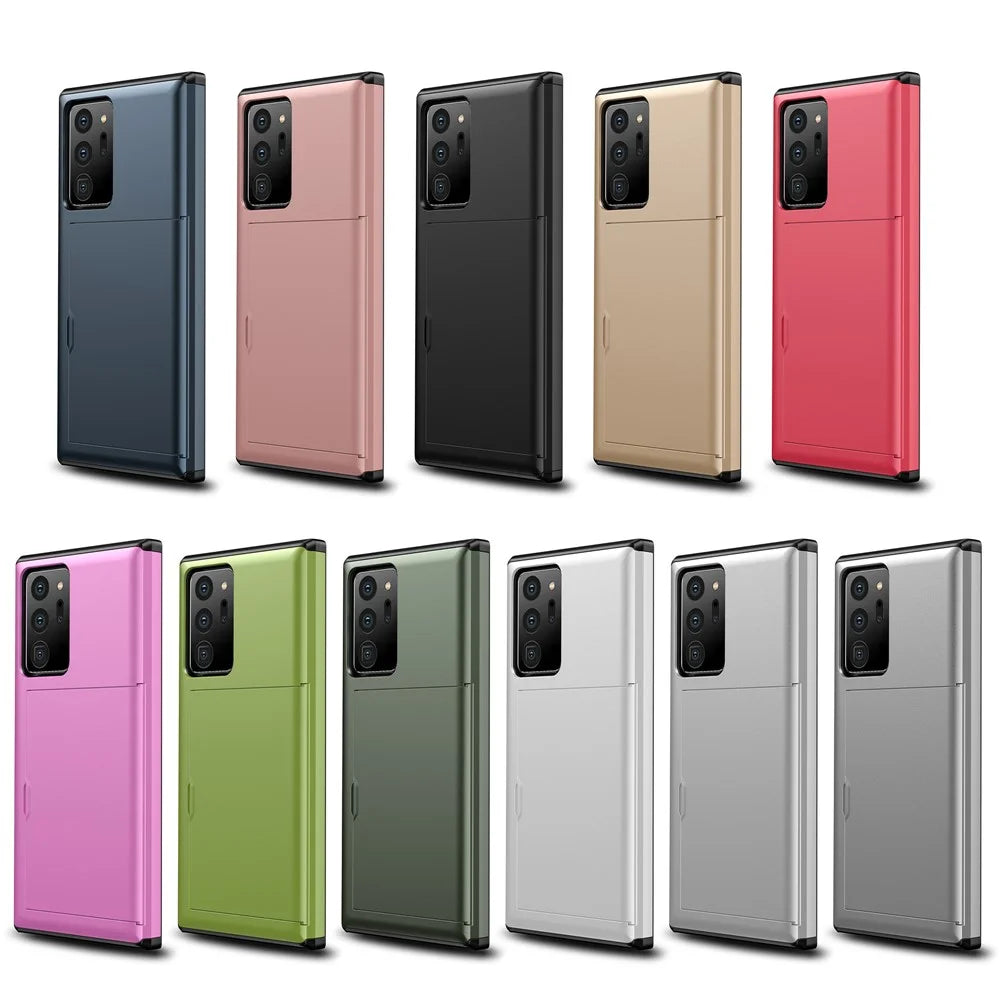 Slide Card Slot PC + TPU Hybrid Cover for Samsung Galaxy Note20 Ultra/Ultra 5G - Black - 2