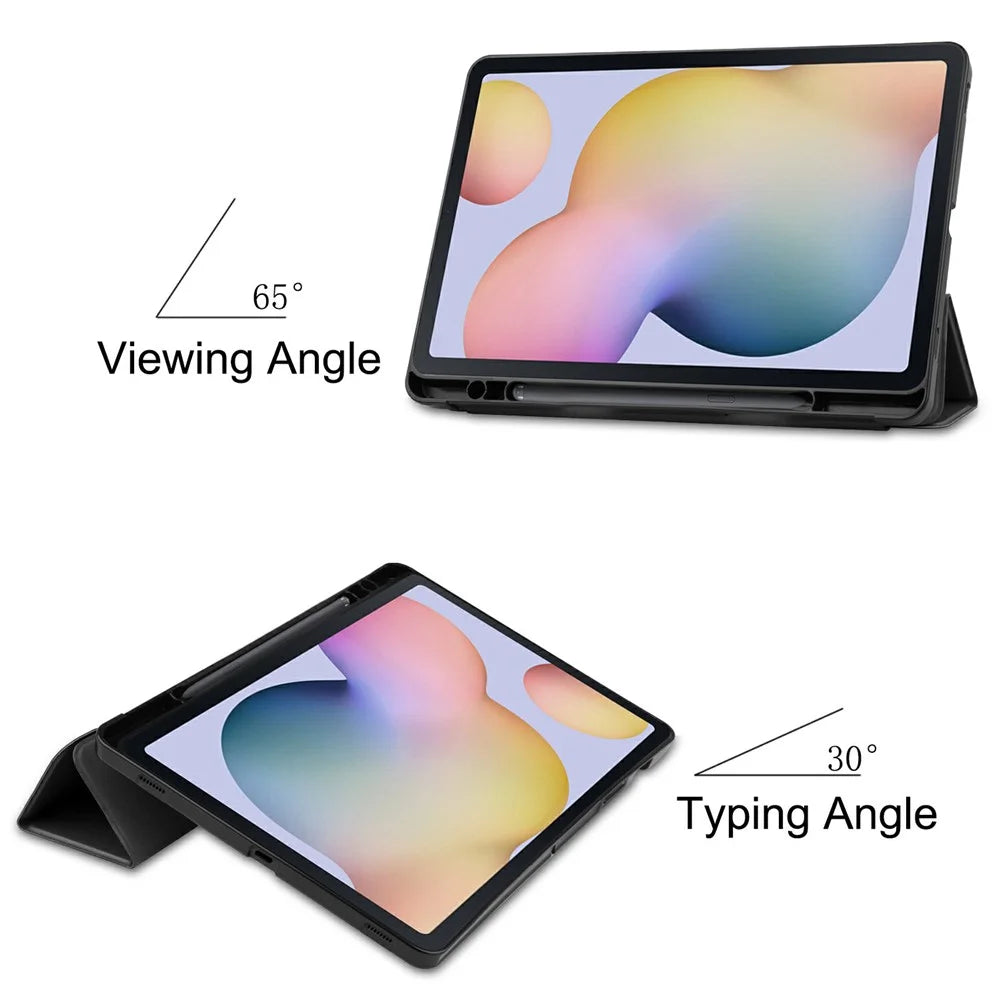 Stable Tri-fold Stand Leather Stand Case with Pen Slot for Samsung Galaxy Tab S7 T870 / S8 - Black - 3