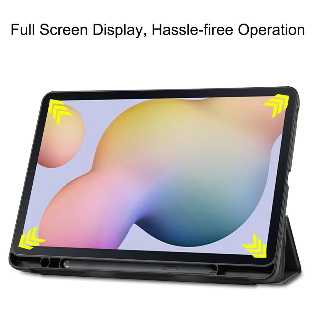 Stable Tri-fold Stand Leather Stand Case with Pen Slot for Samsung Galaxy Tab S7 T870 / S8 - Black - 4