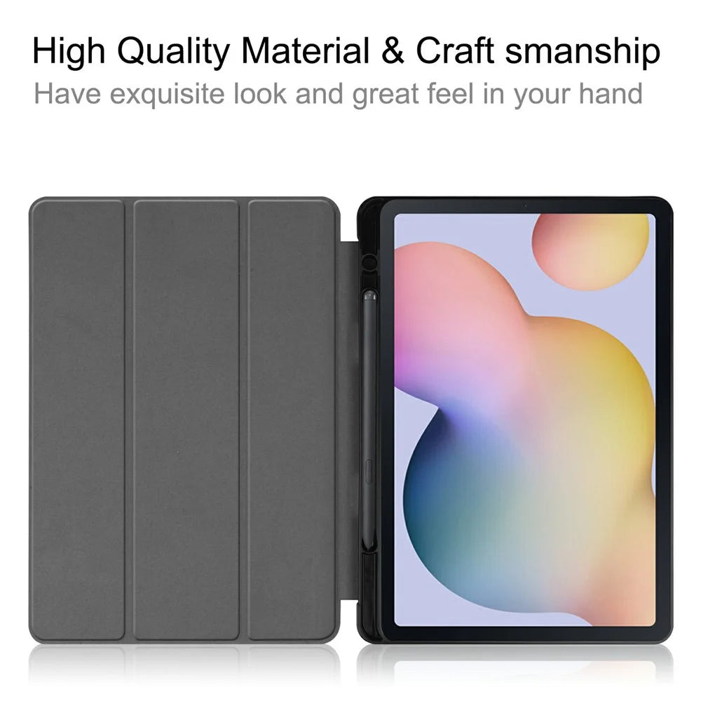 Stable Tri-fold Stand Leather Stand Case with Pen Slot for Samsung Galaxy Tab S7 T870 / S8 - Black - 5