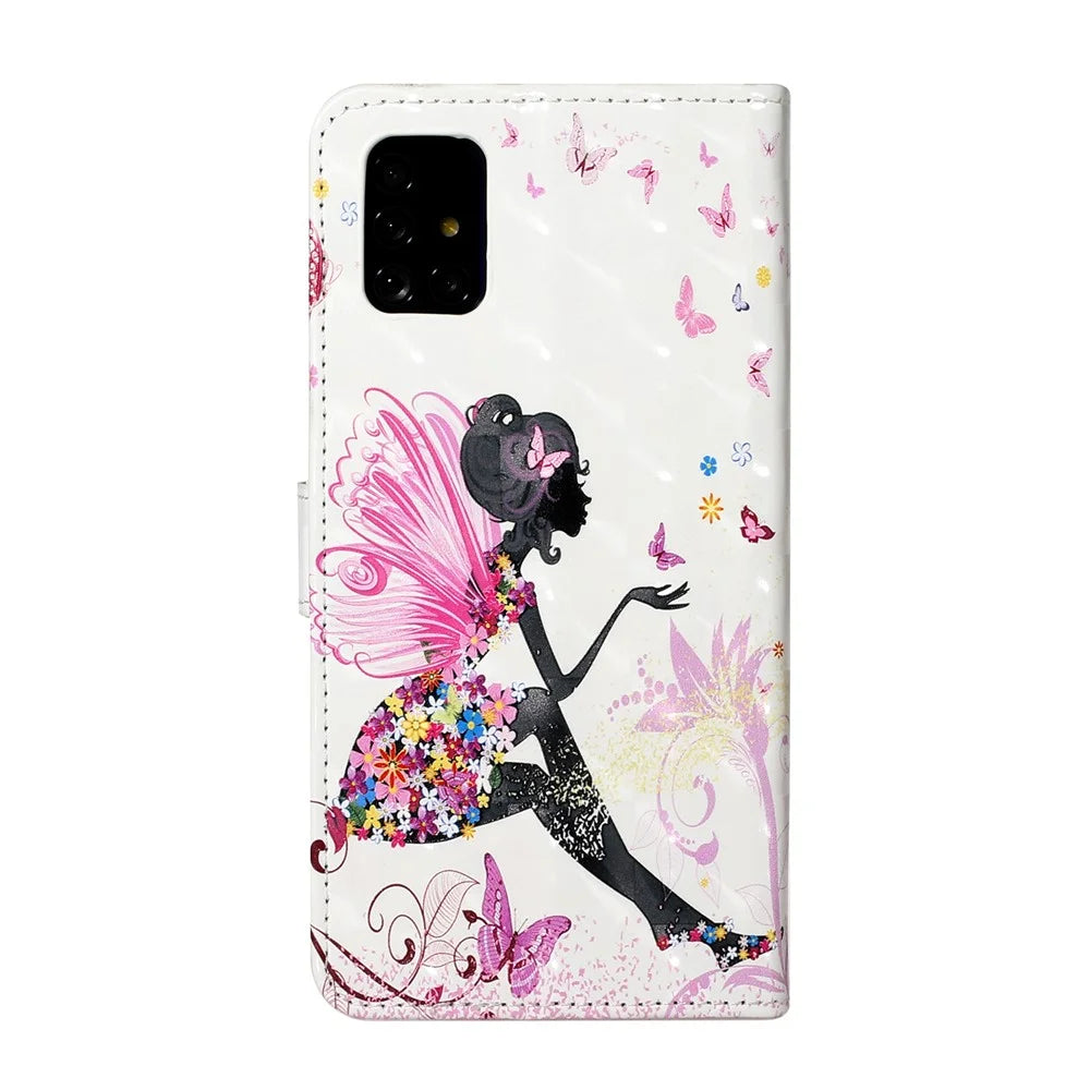 Pattern Printing Light Spot Decor Leather Case Stand Wallet Phone Cover for Samsung Galaxy A51 SM-A515 - Beauty - 2