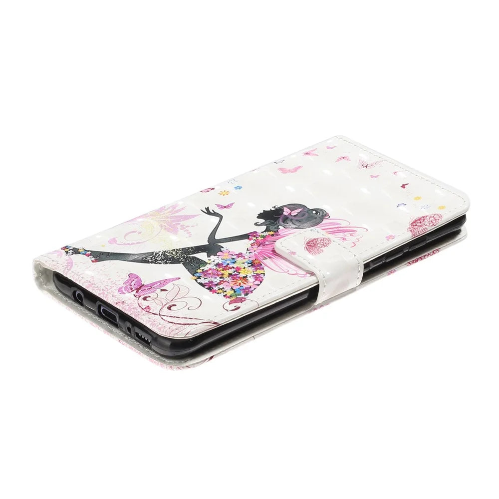 Pattern Printing Light Spot Decor Leather Case Stand Wallet Phone Cover for Samsung Galaxy A51 SM-A515 - Beauty - 4