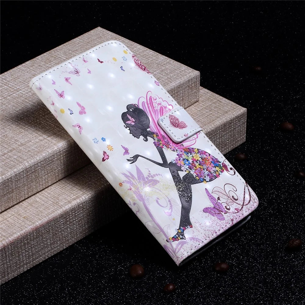 Pattern Printing Light Spot Decor Leather Case Stand Wallet Phone Cover for Samsung Galaxy A51 SM-A515 - Beauty - 6