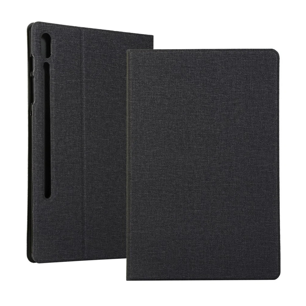 Cloth Texture PU Leather Stand Tablet Cover for Samsung Galaxy Tab S7 T870 T875 / S8 - Black - 1