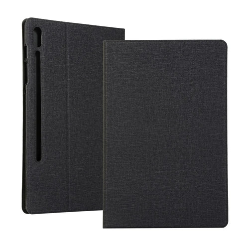 Cloth Texture PU Leather Stand Tablet Cover for Samsung Galaxy Tab S7 T870 T875 / S8 - Black - 1