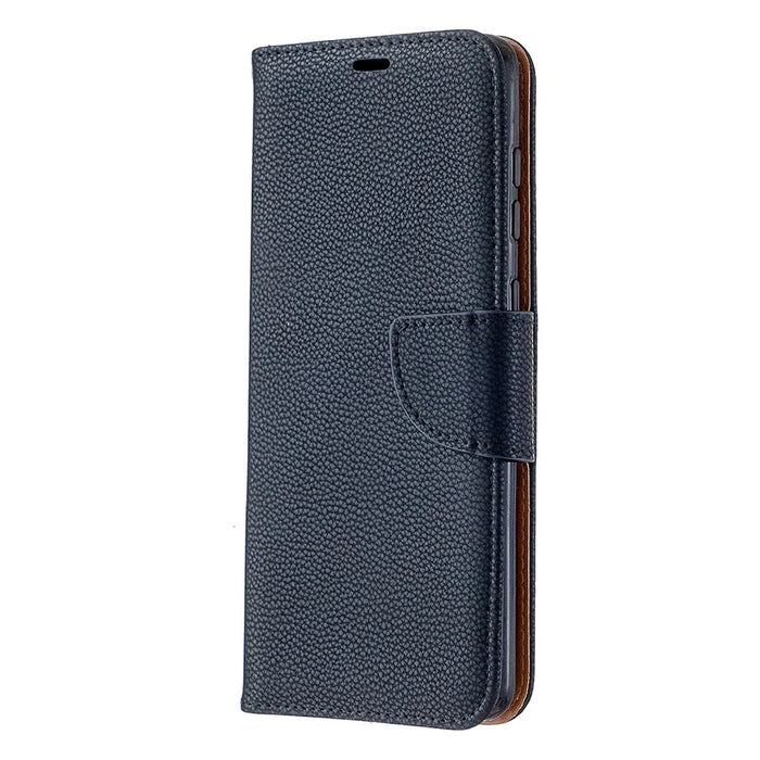 Litchi Skin Wallet Leather Stand Case for Samsung Galaxy A21s - Black - 2