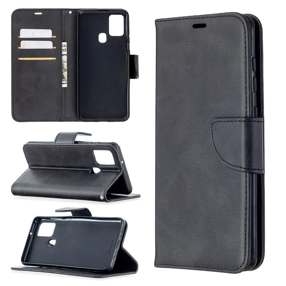 Wallet Leather Stand Case for Samsung Galaxy A21s - Black - 1