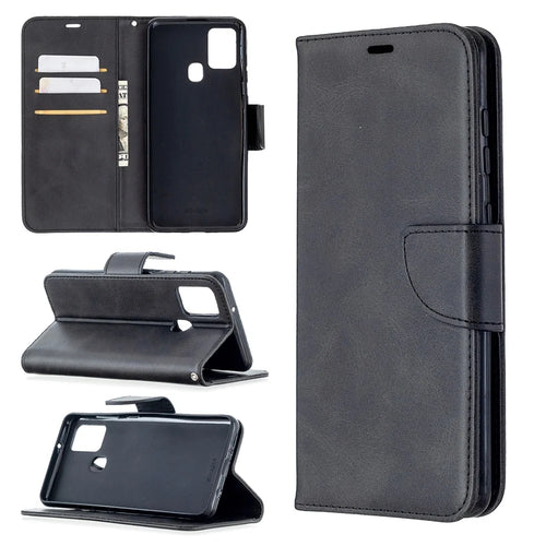 Wallet Leather Stand Case for Samsung Galaxy A21s - Black - 1