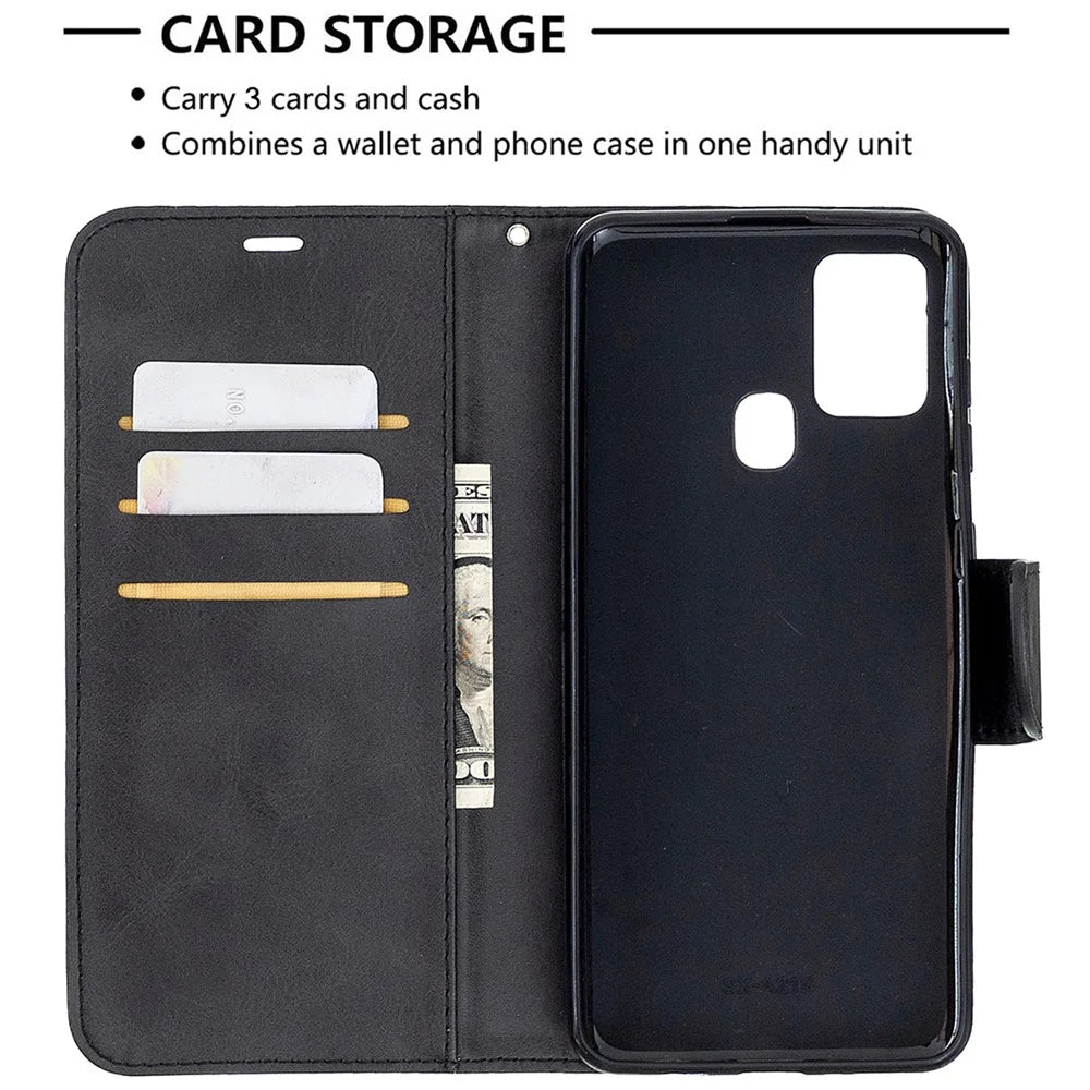 Wallet Leather Stand Case for Samsung Galaxy A21s - Black - 5