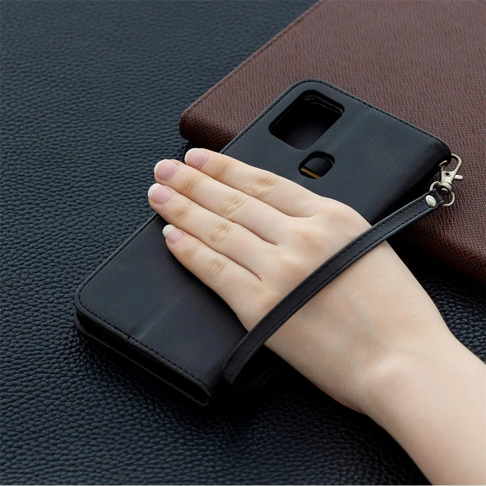 Wallet Leather Stand Case for Samsung Galaxy A21s - Black - 6
