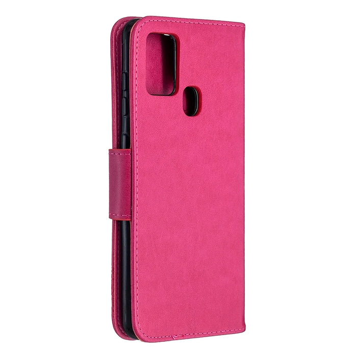 Imprint Butterfly Leather Wallet Case for Samsung Galaxy A21s - Rose - 3