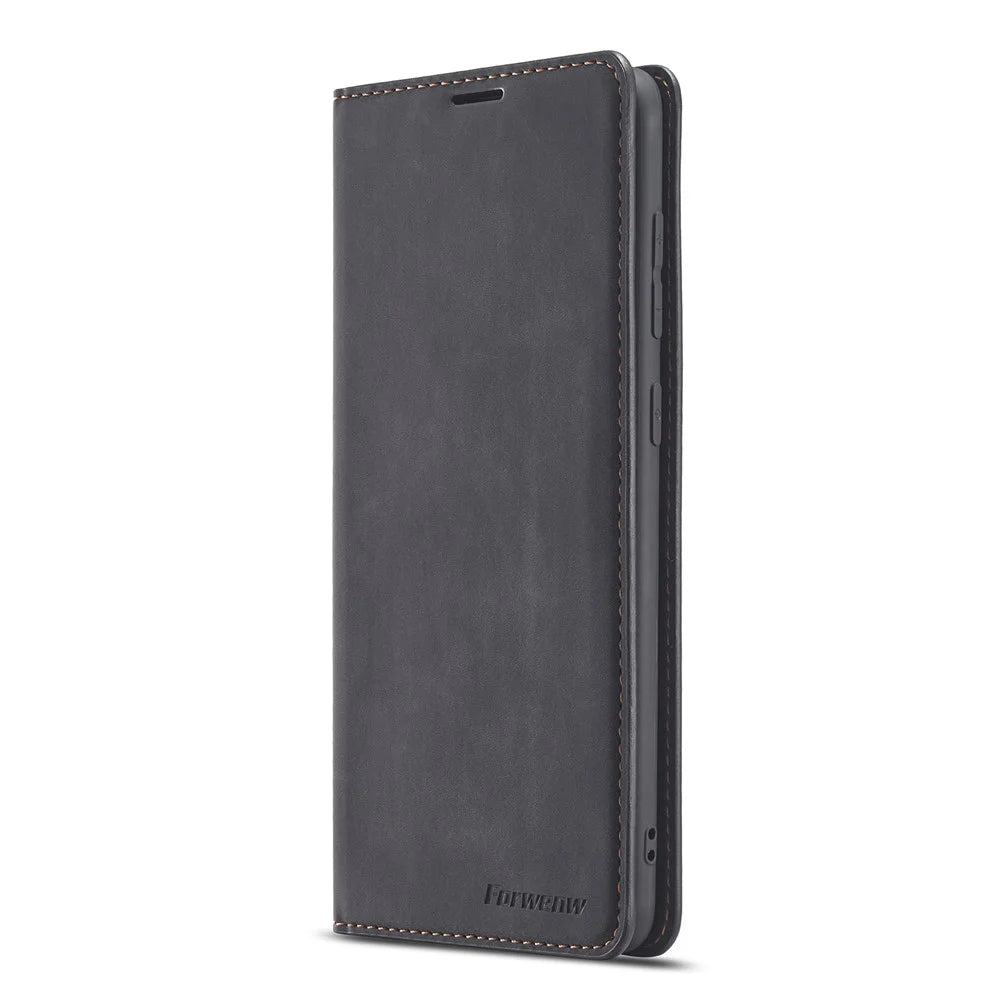 FORWENW Fantasy Series Silky Touch Leather Case for Samsung Galaxy A21s - Black - 2