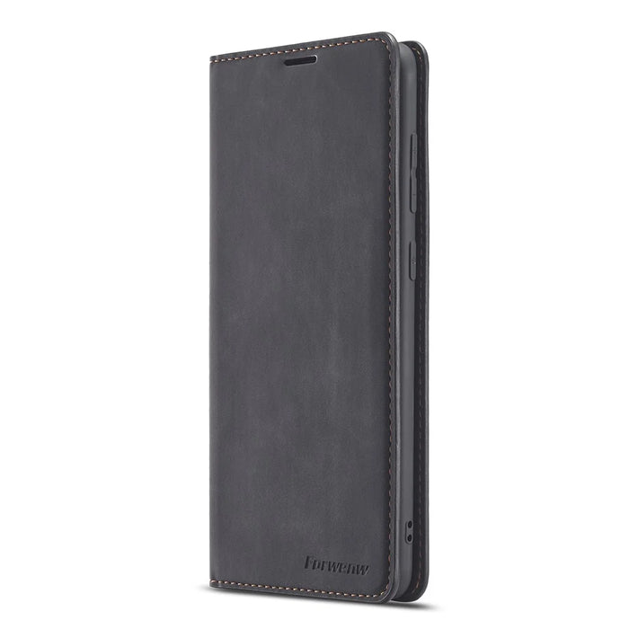 FORWENW Fantasy Series Silky Touch Leather Case for Samsung Galaxy A21s - Black - 2