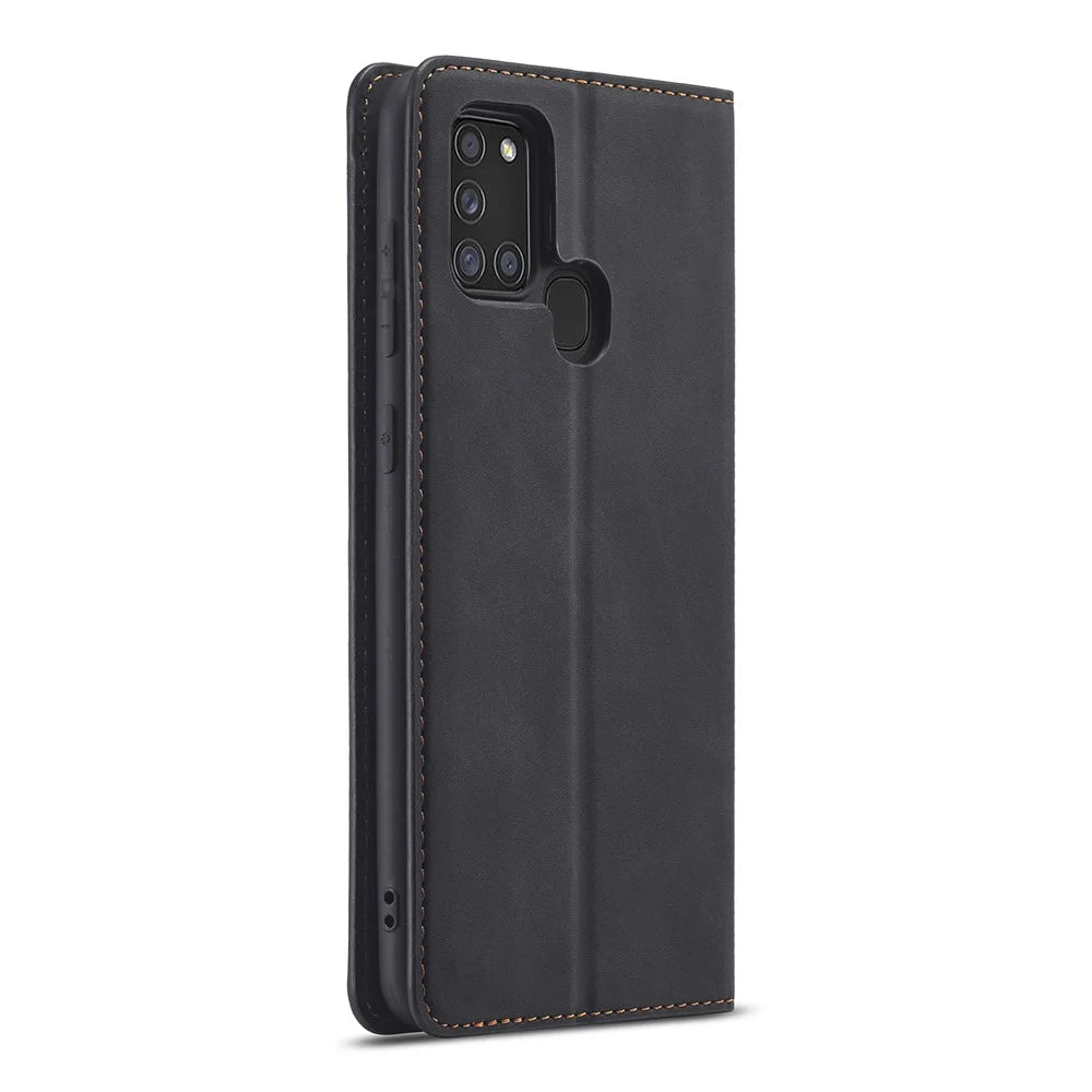 FORWENW Fantasy Series Silky Touch Leather Case for Samsung Galaxy A21s - Black - 3
