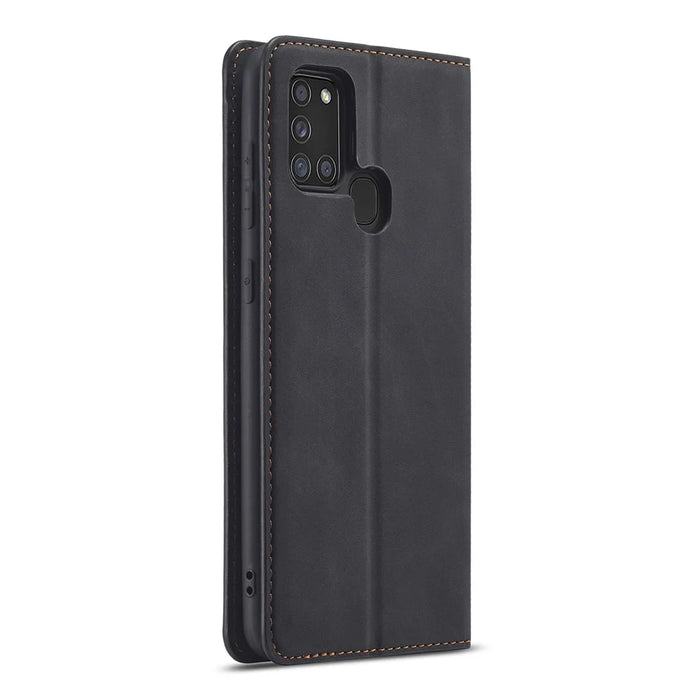 FORWENW Fantasy Series Silky Touch Leather Case for Samsung Galaxy A21s - Black - 3