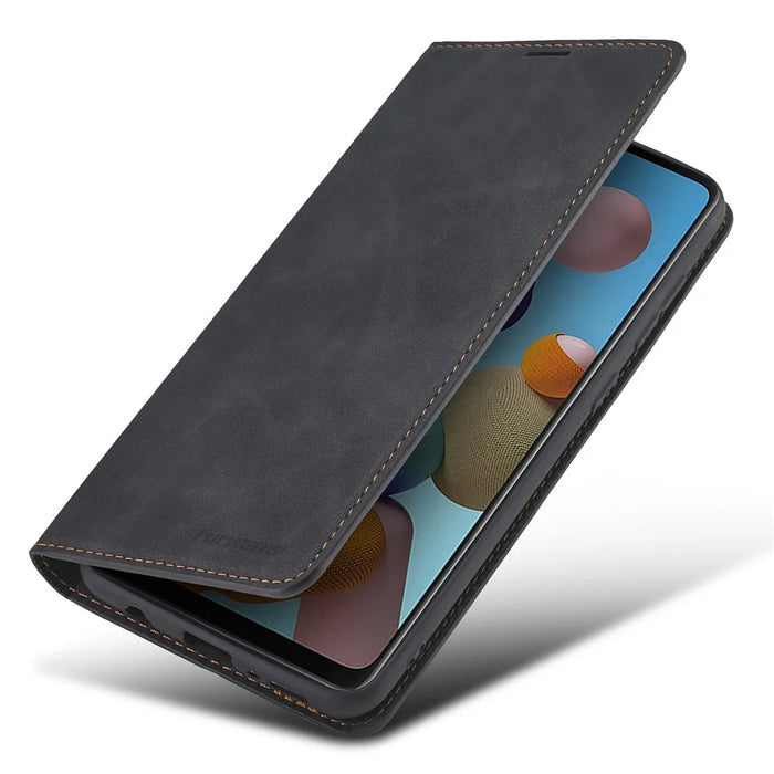 FORWENW Fantasy Series Silky Touch Leather Case for Samsung Galaxy A21s - Black - 5