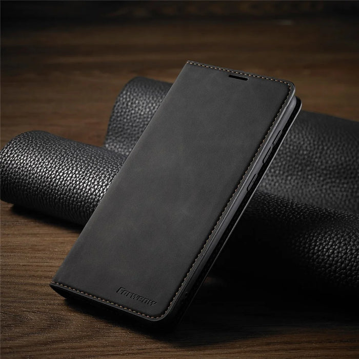 FORWENW Fantasy Series Silky Touch Leather Case for Samsung Galaxy A21s - Black - 7