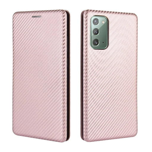 Carbon Fiber Auto-absorbed Leather Phone Shell for Samsung Galaxy Note20/Note20 5G - Rose Gold - 2