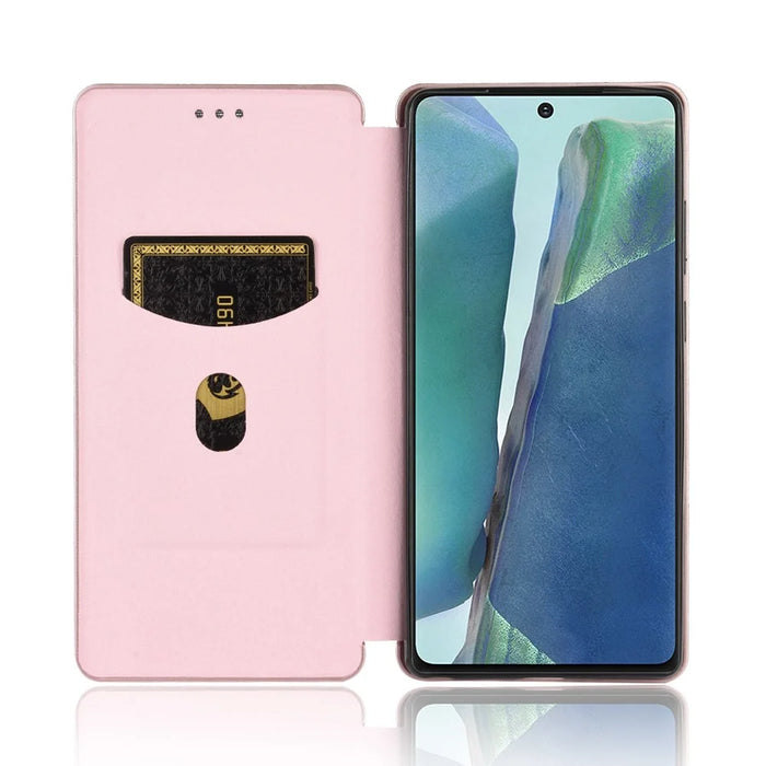 Carbon Fiber Auto-absorbed Leather Phone Shell for Samsung Galaxy Note20/Note20 5G - Rose Gold - 6