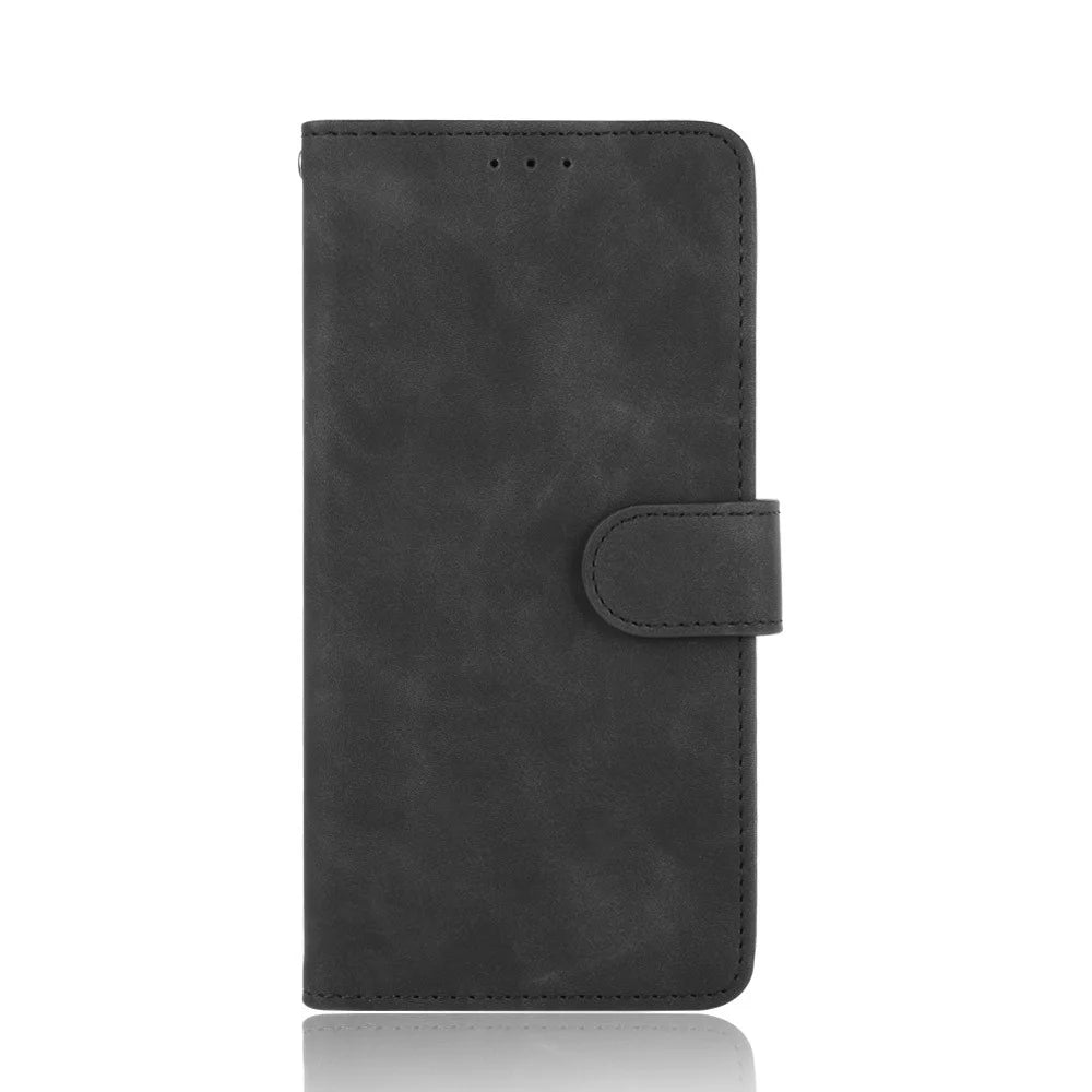 Skin-touch Wallet Stand Leather Flip Cover Case for Samsung Galaxy A21s - Black - 3