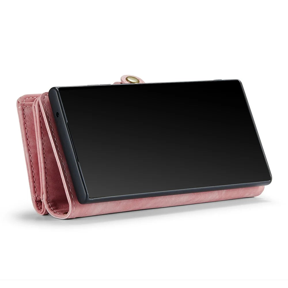 CASEME 008 Series for Samsung Galaxy Note20 / Note20 5G PU Leather Magnetic Detachable Case Zipper Wallet Stand Flip Phone Cover - Pink - 6