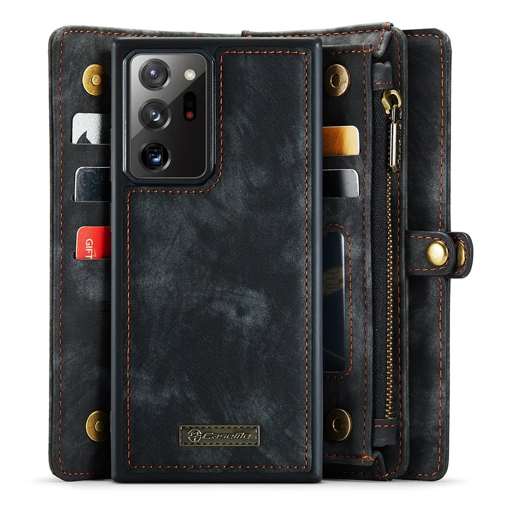 CASEME 008 Series Multi-functional 2-in-1 Zipper Wallet PU Leather Case for Samsung Galaxy Note20 Ultra / Note20 Ultra - Black - 3
