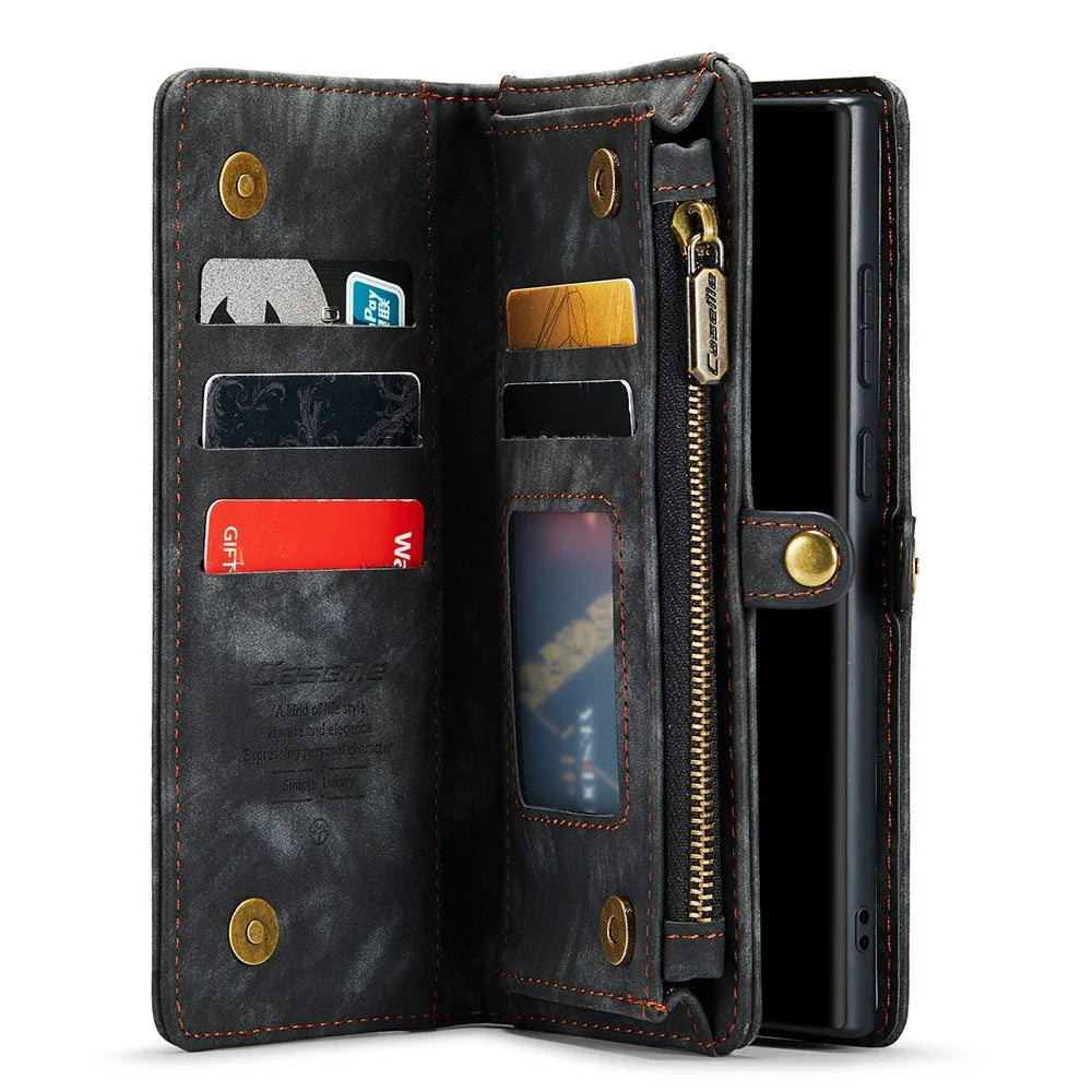 CASEME 008 Series Multi-functional 2-in-1 Zipper Wallet PU Leather Case for Samsung Galaxy Note20 Ultra / Note20 Ultra - Black - 4