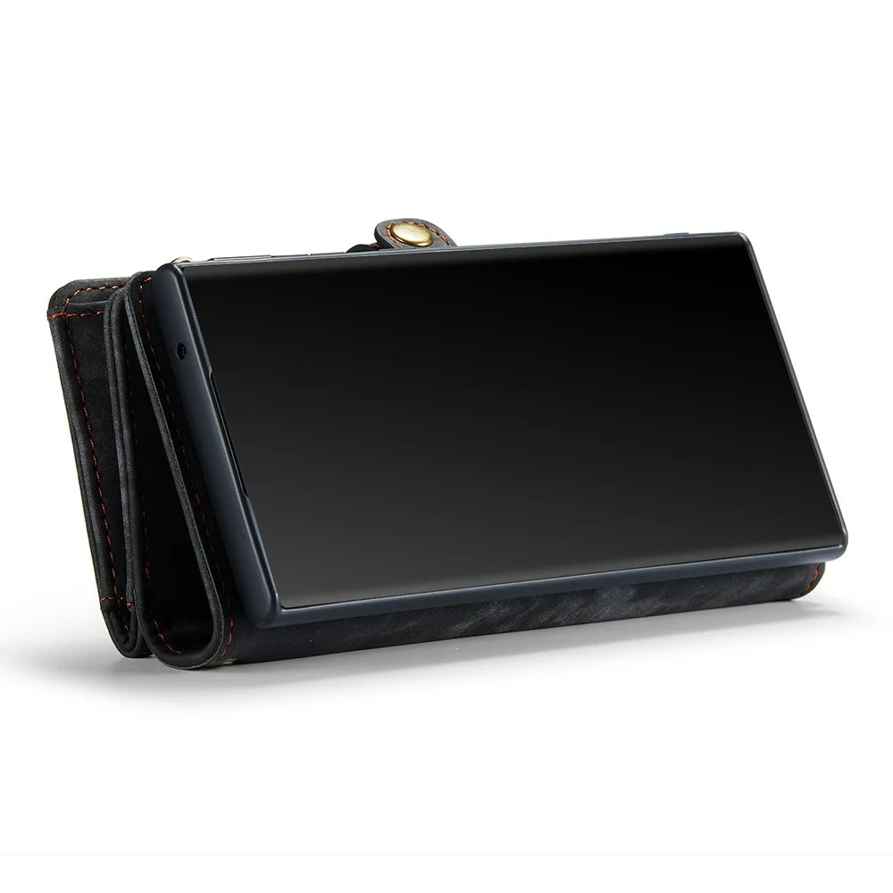 CASEME 008 Series Multi-functional 2-in-1 Zipper Wallet PU Leather Case for Samsung Galaxy Note20 Ultra / Note20 Ultra - Black - 6