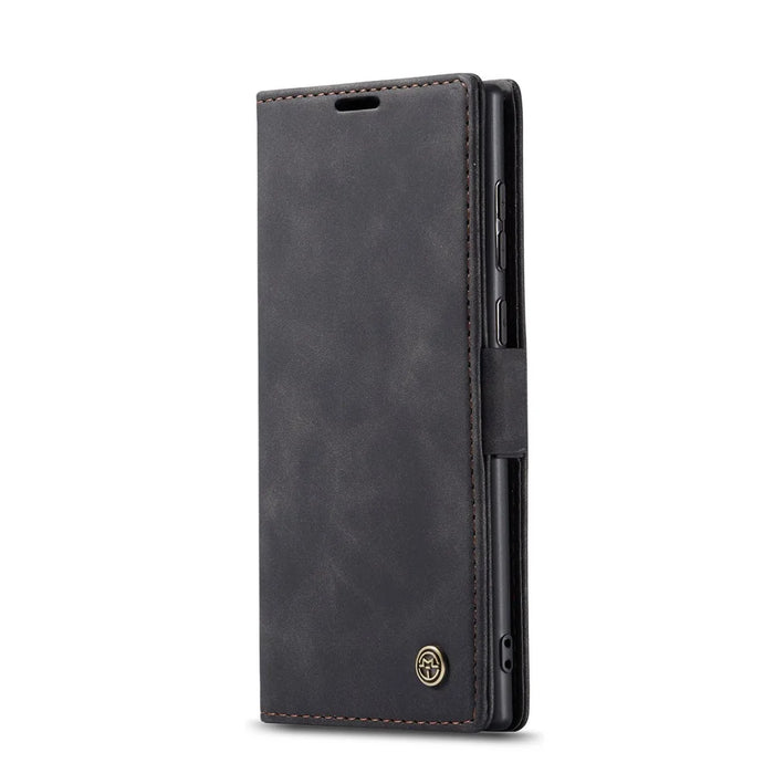 CASEME 013 Series Simplicity Auto-absorbed Leather Shell Wallet Case for Samsung Galaxy Note20/Note20 5G - Black - 3