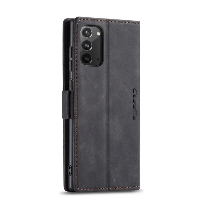CASEME 013 Series Simplicity Auto-absorbed Leather Shell Wallet Case for Samsung Galaxy Note20/Note20 5G - Black - 4